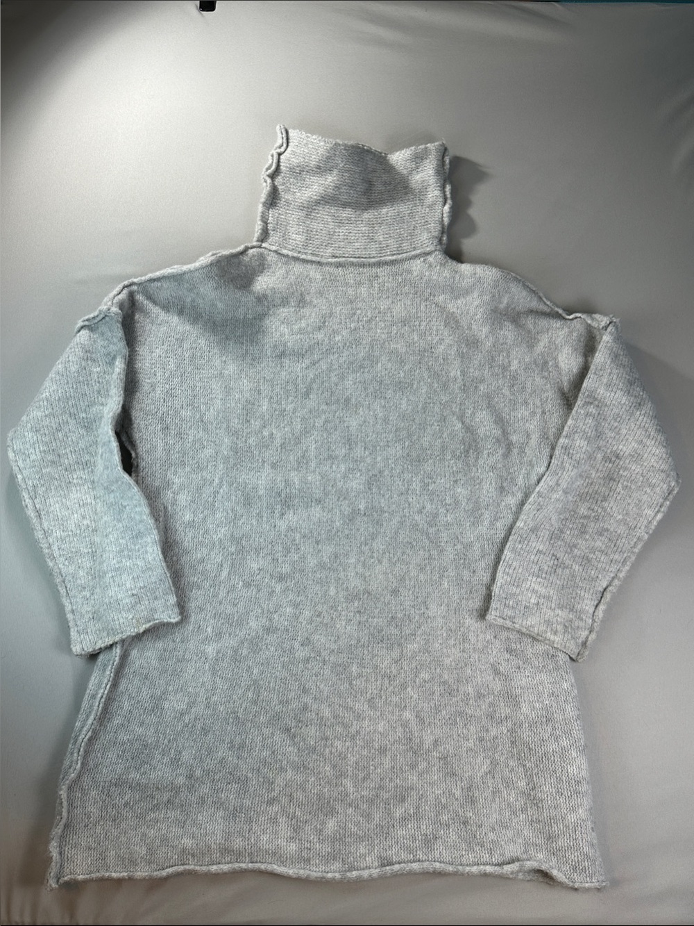 Cozy Light Gray Turtleneck Sweater XL Reverse Hem Women